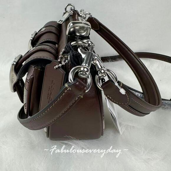 COACH Ashton Bag In Signature Jacquard Shoulder/Crossbody CBJ00 Silver/Oak/Maple - Picture 7 of 12